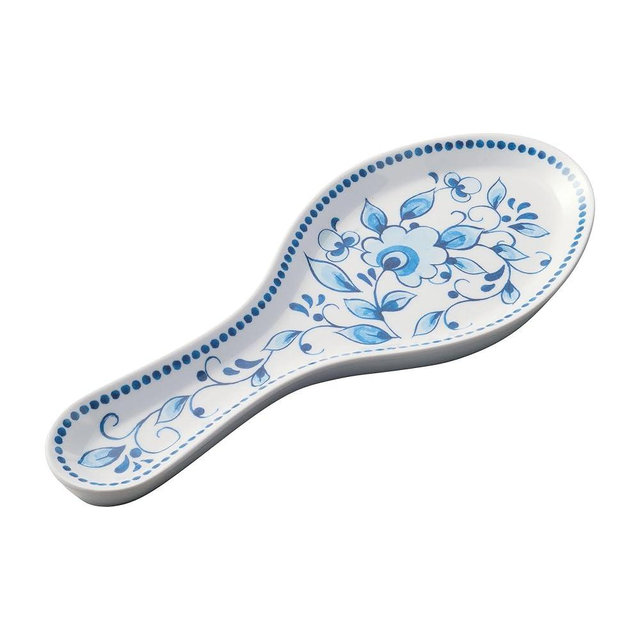 UPware Melamine Spoon Rest Spoon Holder Kitchen Utensil Holders 9.625 Inch for Kitchen Counter Dining Table (Blue and White Floral)
