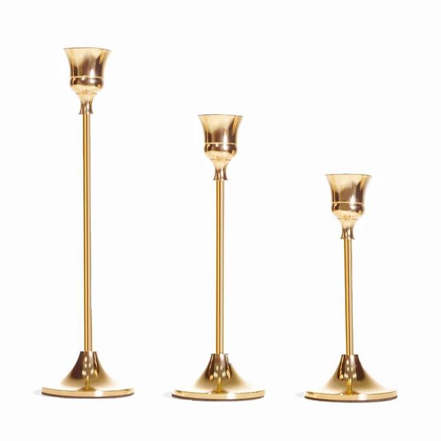 NLBTW Set of 3 Gold Candle Holder for Taper, Vintage Candlestick Holders are Table or Mantel Centrepieces for Home Decor Wedding, Dinning, Party
