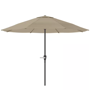 Pure Garden 9 ft. Aluminum Outdoor Market Patio Umbrella with Hand Crank Lift in Sand HW1500072 - The Home Depot