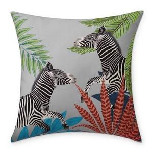Outdoor Printed Exotic Animal Pillow, 22" X 22", Zebra