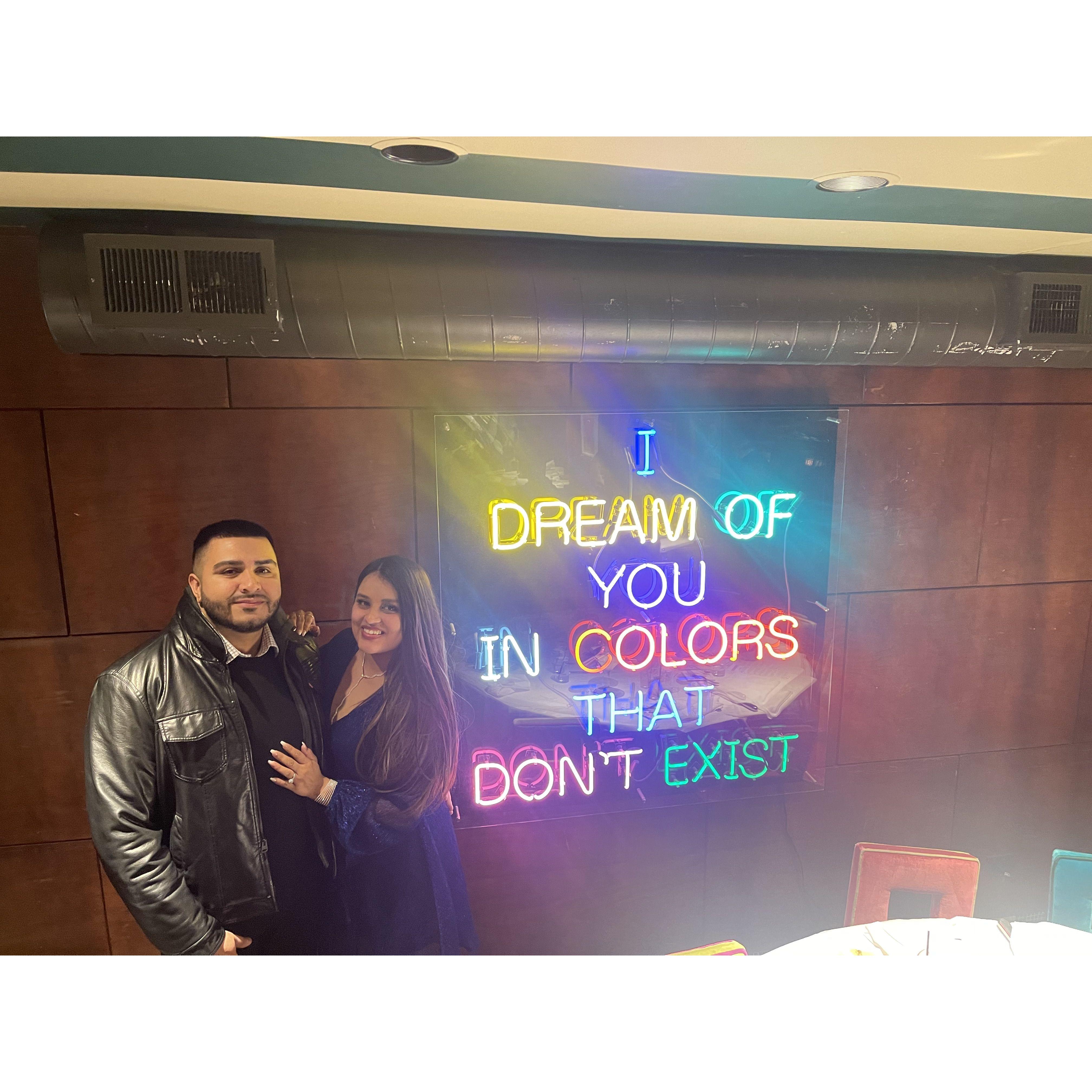 The night of our engagement at Carnaval Restaurant