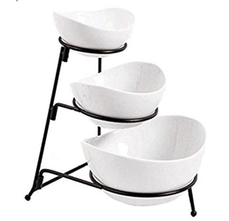 3 tired oval chip and dip set