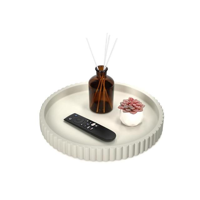 13-Inch Round Decorative Tray for Coffee Table Decor - Round Coffee Table Tray Decor - Kitchen Island Table Trays Decorative Trays - Dining Room Centerpiece Tray - Gray