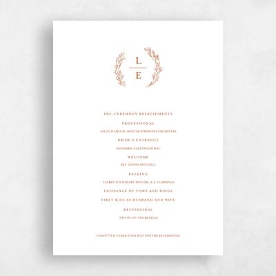 Dark Rust, Orange Wedding Program - Merrion