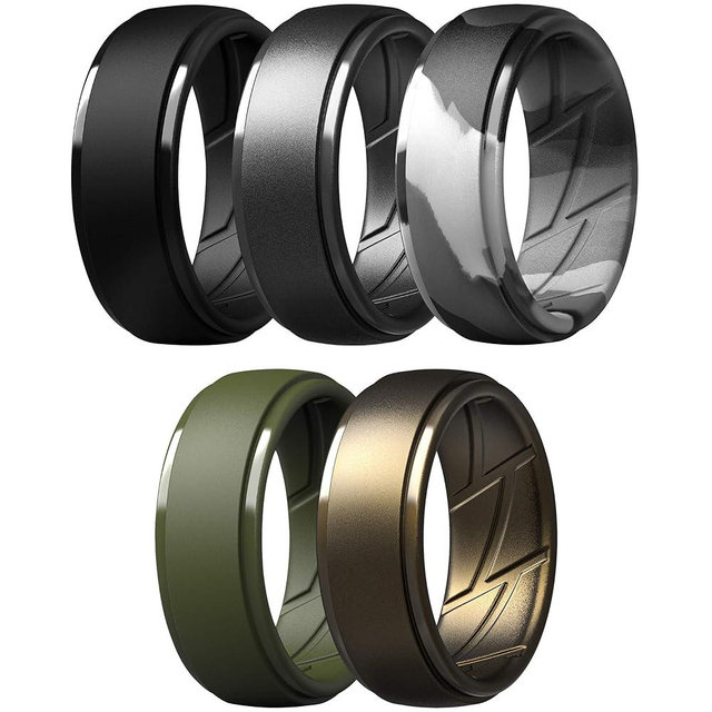 ThunderFit Silicone Ring Men, Breathable with Air Flow Grooves - 10mm Wide - 2.5mm Thick