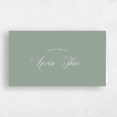 Green Typography Wedding Place Card - Lennon
