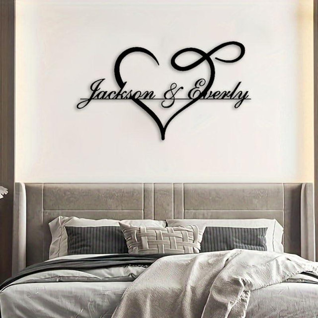 Personalized Heart Infinity Decor- Custom Couples Name Wall Decor, Metal Wall Art Home Decor, Christmas Bridal Shower Gifts Bedroom Decor for Couples