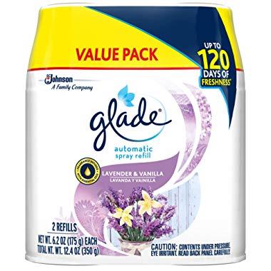 Glade Automatic Spray Refill Lavender & Vanilla, Air Freshener Spray, 6.2 oz, Pack of 2