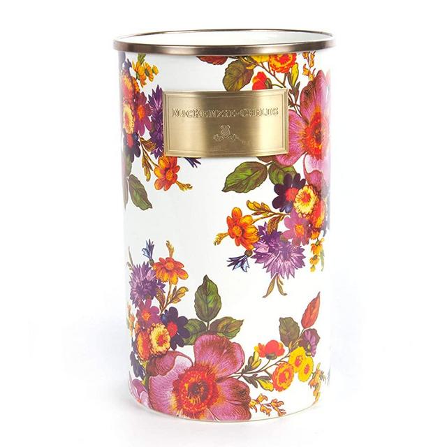 MacKenzie-Childs Flower Market Enamel Utensil Holder, Floral Kitchen Counter Decor, White