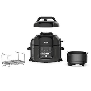 Ninja OP302 Foodi Cooker, Steamer & Air w/TenderCrisp Technology Pressure Cooker & Air Fryer All-in-One, 6.5 quart w/dehydrate, Black/Gray