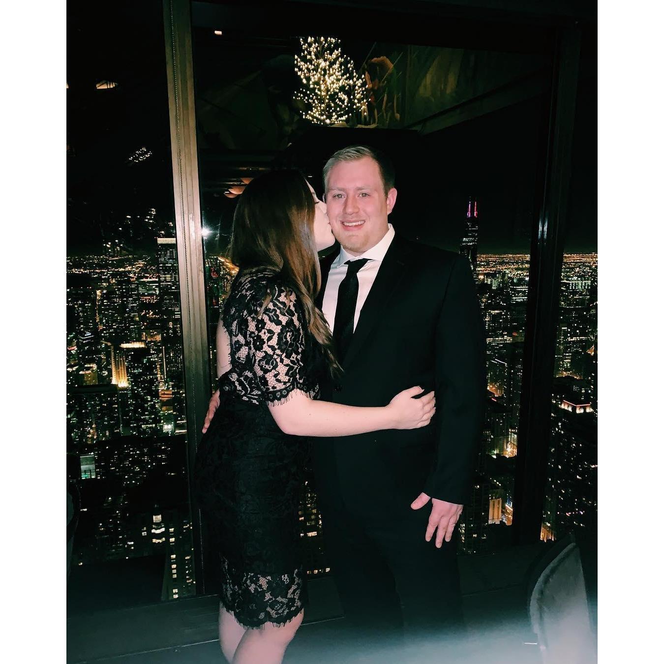 Our first anniversary together - a special date at the top of the Hancock Center