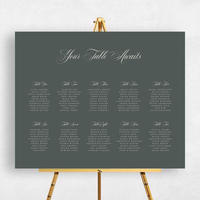Dark Seaweed, Green Wedding Sign - Jade Seating Chart