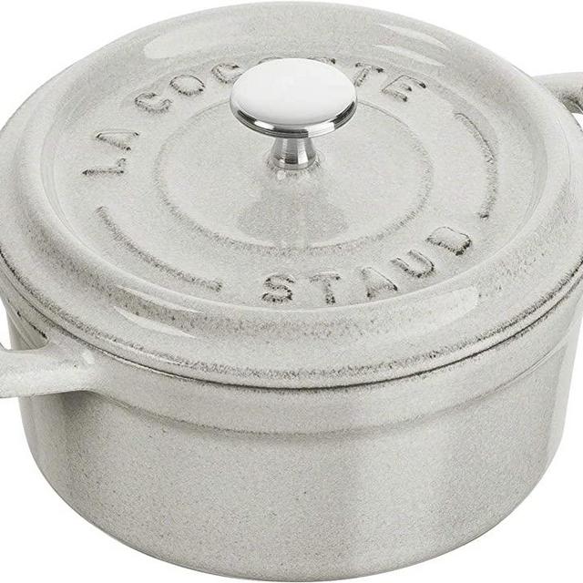 Staub Cast Iron .25-qt Mini Round Cocotte - White Truffle, Made in France