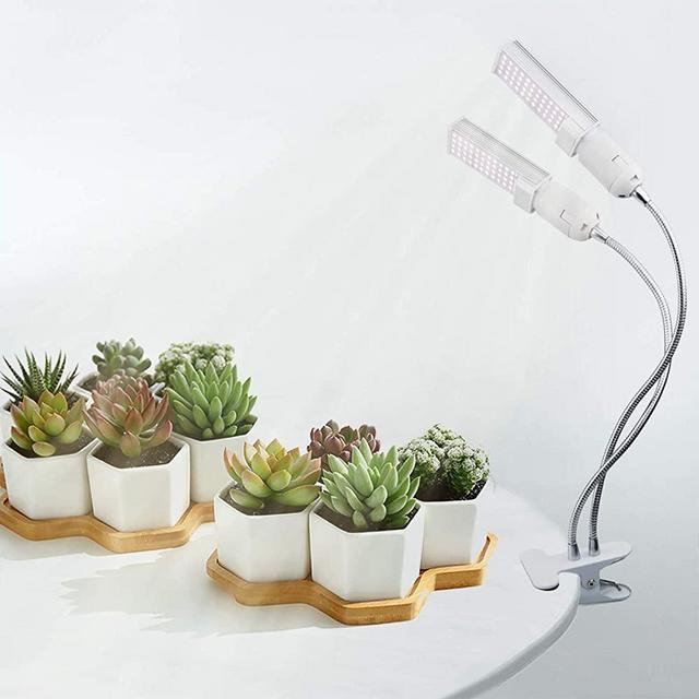 A Plus LED Grow Lights for Indoor Plants, 16000Lux Full Spectrum Sunlights, with Replaceable E27 Bulbs, Dual Head and Double Switches, Professional for Seedling