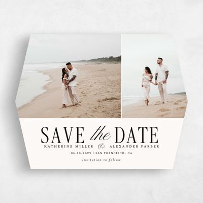 Beige Diamond Wedding Save the Date - Dove Multiphoto