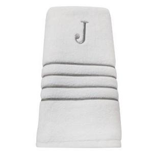 Monogram Bath Towel J - White/Skyline Gray - Fieldcrest®