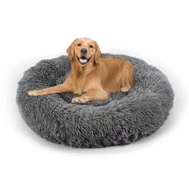 Dog Bed, Cat Calming Bed, Orthopedic Pet Donut Cuddler Round Plush Bed for Large Medium Small Dogs and Cats