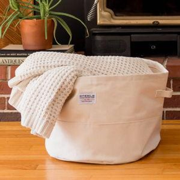 Large Round Canvas Storage Bin