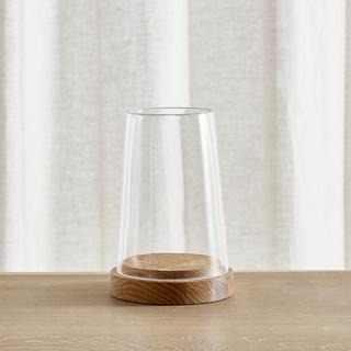 Ellery Hurricane Oak Candle Holder