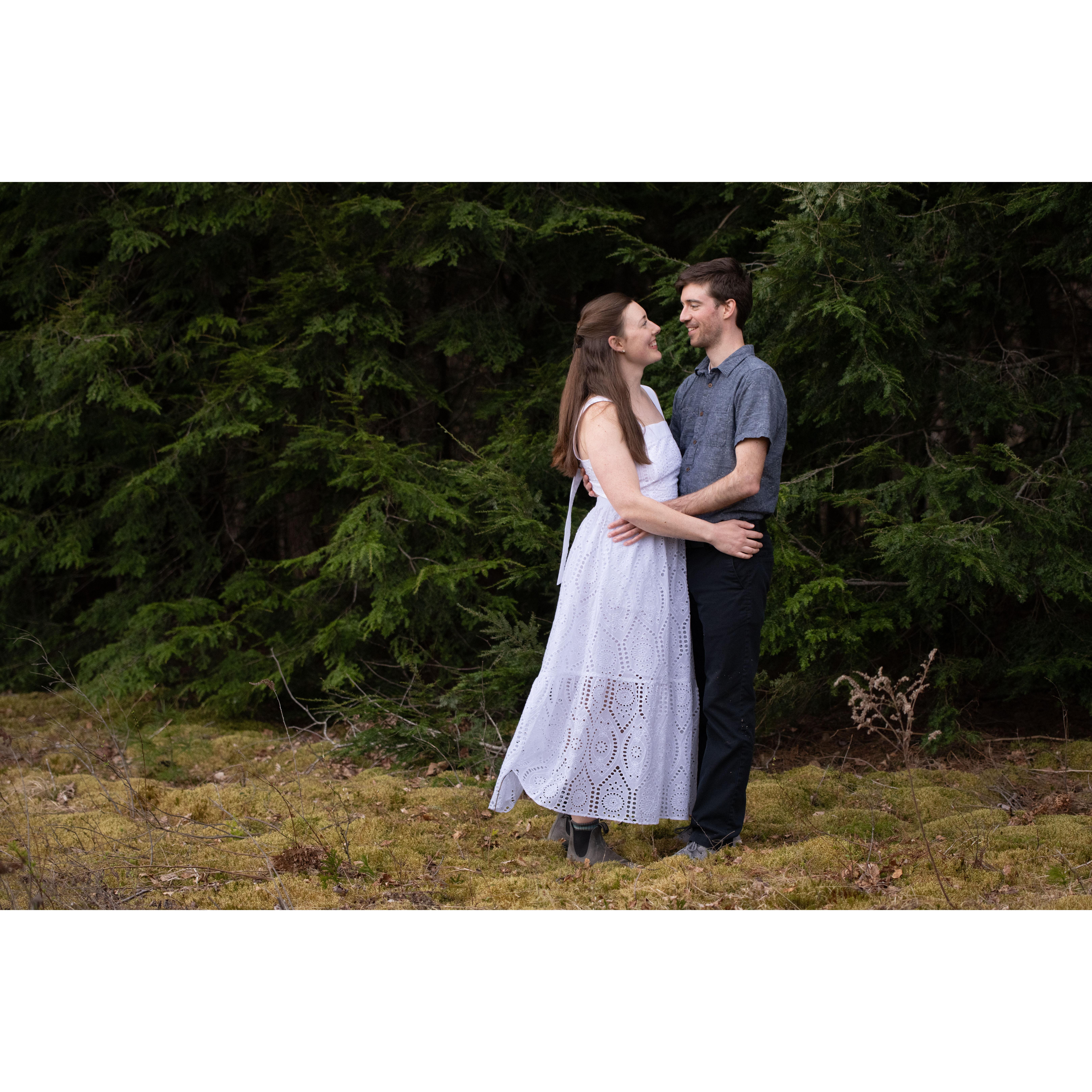 DIY engagement photos in our backyard in 2025