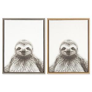Kate and Laurel Sylvie Sloth 18-Inch x 24-Inch Framed Canvas Wall Art