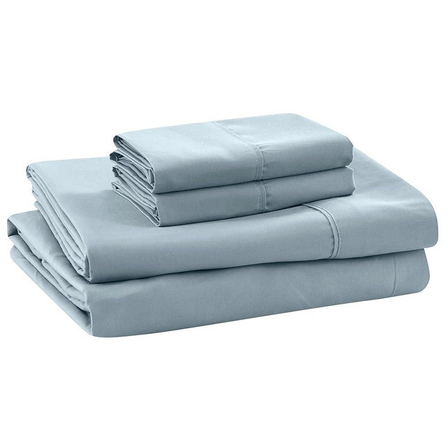 Modern Threads Soft Microfiber Solid Sheets - Luxurious Microfiber Bed Sheets - Includes Flat Sheet, Fitted Sheet with Deep Pockets, & Pillowcases Blue Mist Queen