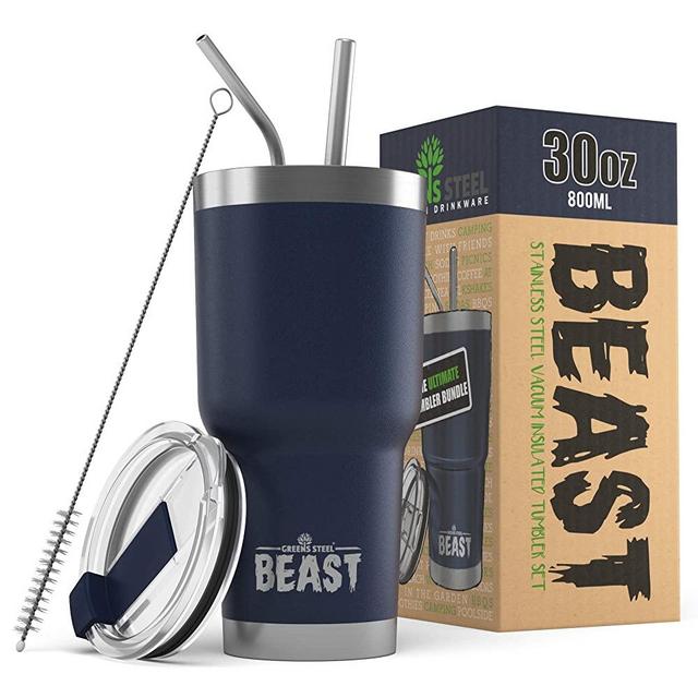 Beast 30oz Navy Blue Tumbler - Stainless Steel Vacuum Insulated Coffee Ice Cup Double Wall Travel Flask