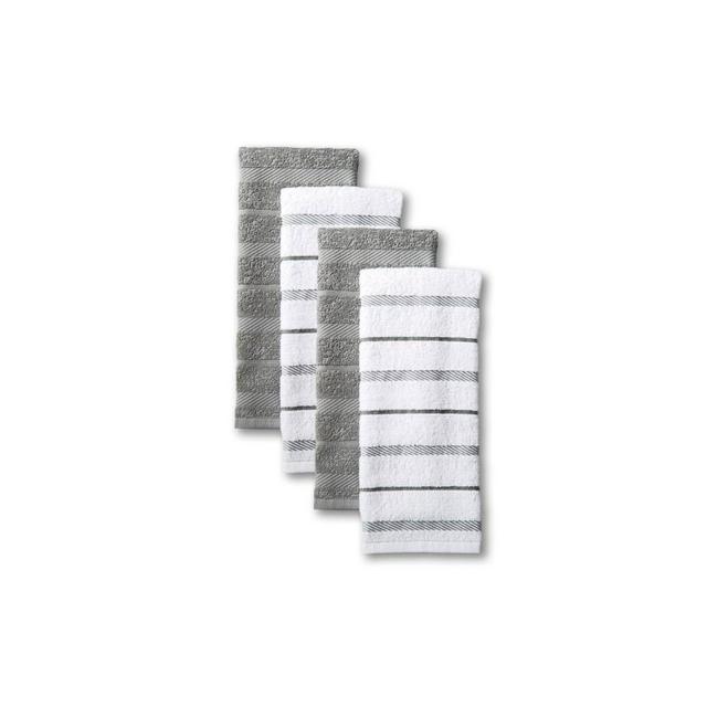KitchenAid 4pk 16"X26" Albany Strpe Kitchen Towels Gray/White