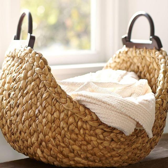 Beachcomber Basket, Natural, Wood Handled Basket