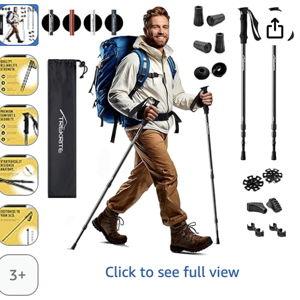 Trekrite Telescopic Walking Poles Set, Collapsible Hiking Poles, 3-Section Anti Shock Trekking Sticks for Men & Women - Adjustable Hiking Sticks with Accessories from a UK Based Company