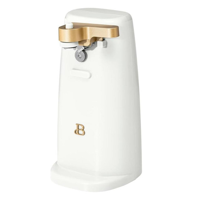 Electric Can Opener by Drew Barrymore, Stainless Steel Blade, Auto-Turn Feature (White Icing), 1