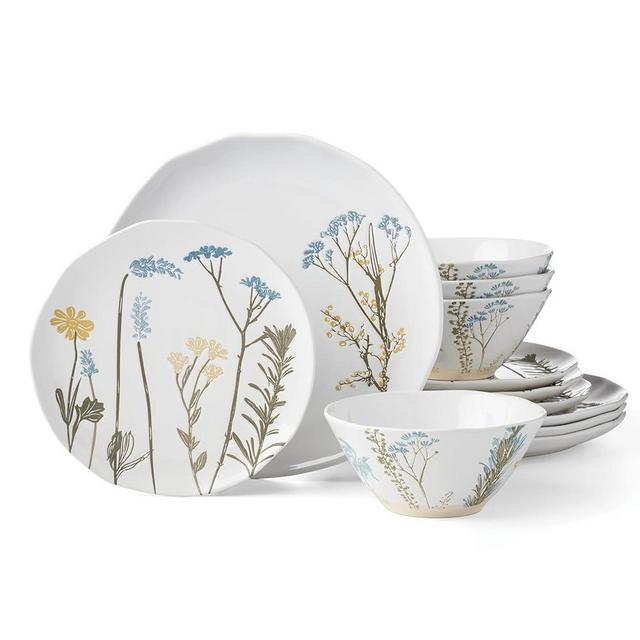 Lenox Wildflowers Piece Dinnerware Set, 12 Count, White