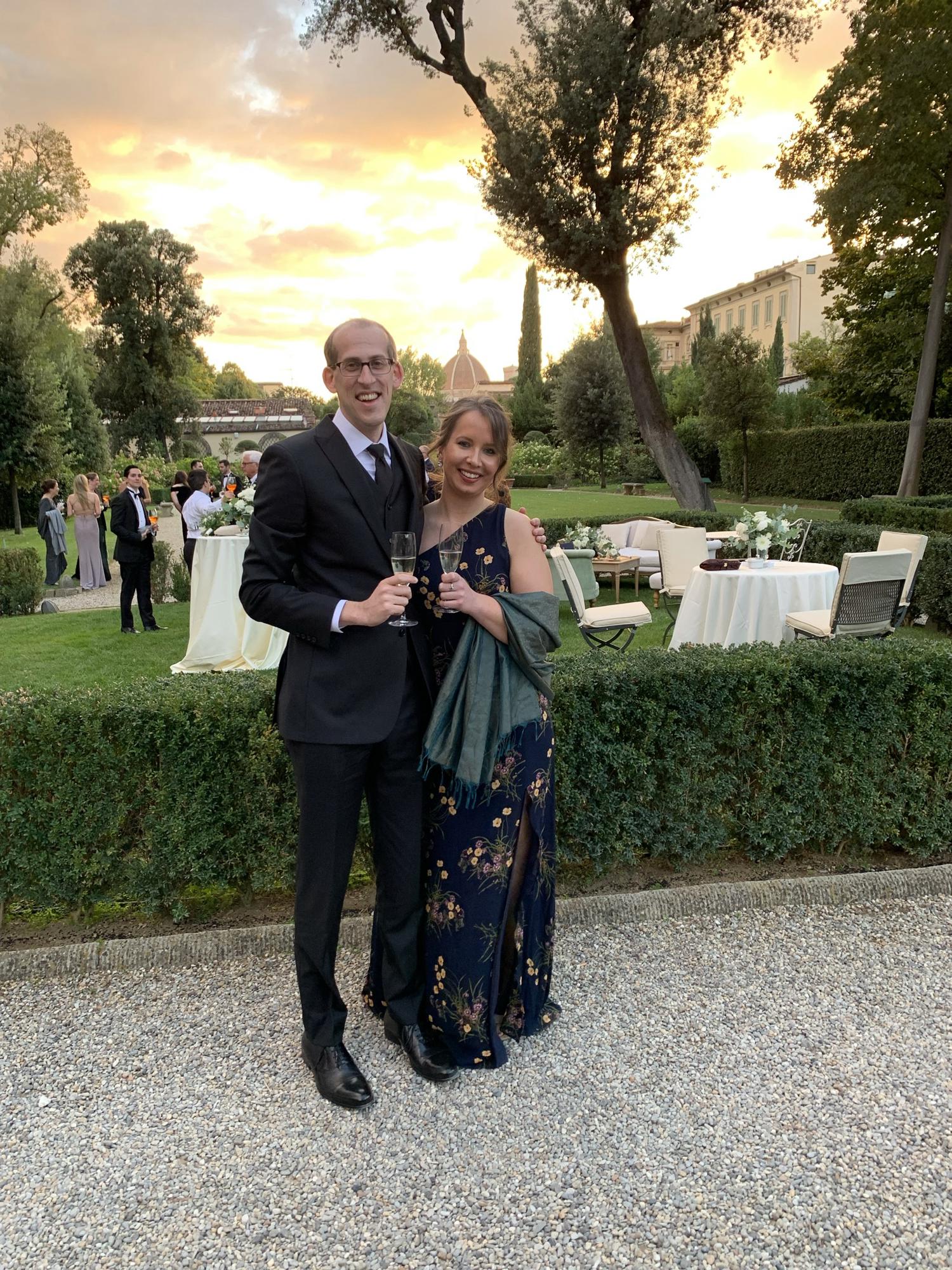 Attending a wedding in Florence, Italy in 2021 where Ella officiated. Adam (the groom) is returning the favor!