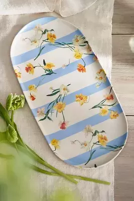 By Hope Daffodil Stripe Melamine Serving Platter