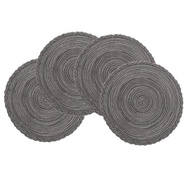 U'Artlines Indoor & Outdoor Round Cotton Placemat, Perfect for Fall, Dinner Parties, BBQs, Christmas Parties and Everyday Use (4pcs placemats, Grey)