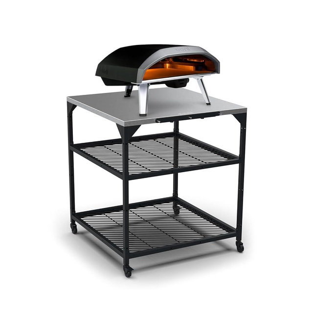 ooni Large Modular Outdoor Table - 31x31x35 Inch Stainless Steel Pizza Oven Stand, Barbecue Cart, Outdoor Pizza Station