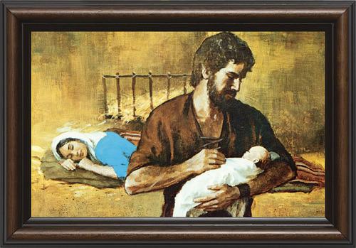Walnut Framed Holy Family Art