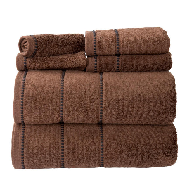6pc Solid Bath Towel and Washcloth Set Brown - Yorkshire Home