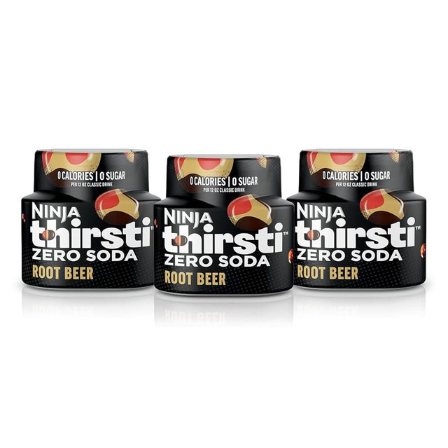 Ninja Thirsti Flavored Water Drops, ZERO SODA Root Beer, Classic Soda Flavors, Sparkling or Still, Zero Calories, Zero Sugar, Makes 17, 12oz drinks, 3 Pack, WCFRTBRAM