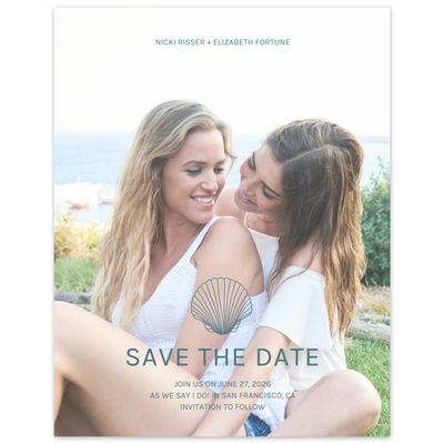Grayed Teal, Blue Wedding Digital Save the Date - Waterview Photo