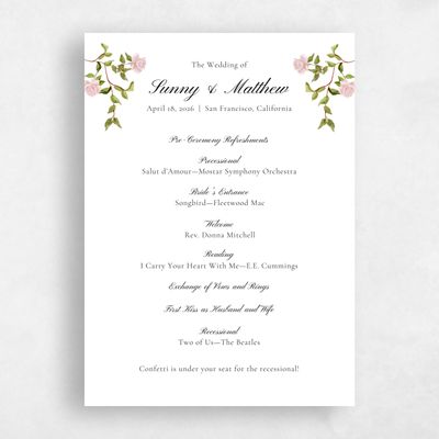 Pink Standard Wedding Program - Villagio
