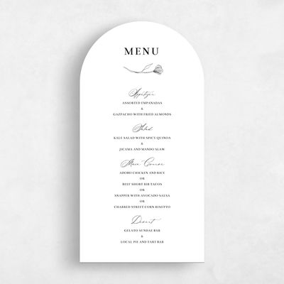 White Arch Wedding Menu - Ingrid