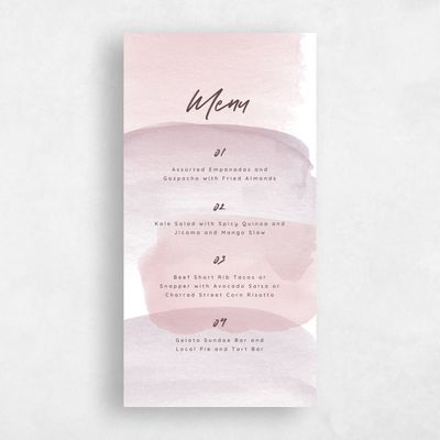 Taupe Blush, Pink Wedding Menu - Bailey