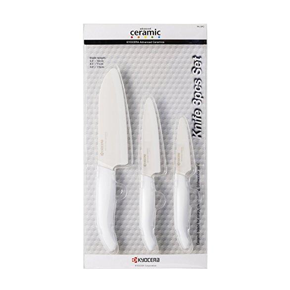 Kyocera 3 Piece Advanced Ceramic Knife Set, White