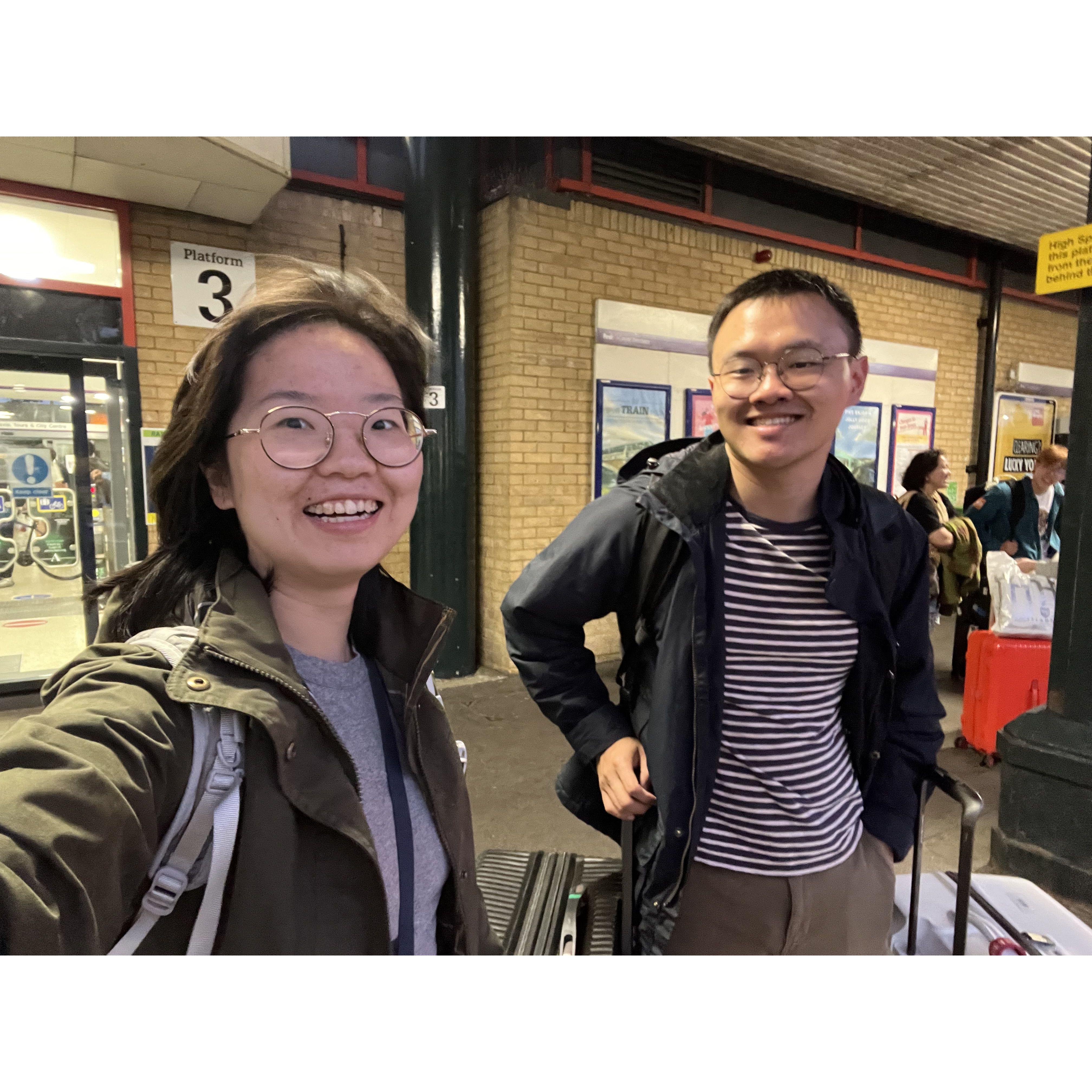 Hitting the road ... waiting for trains at Oxford