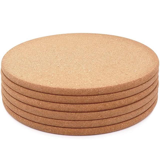 Cork Trivet, 6 Pcs High Density Thick Cork Trivets for Hot Dishes, 10 Inch Heat Resistant Multifunctional Cork Coaster, Cork Hot Pads for Table & Countertop