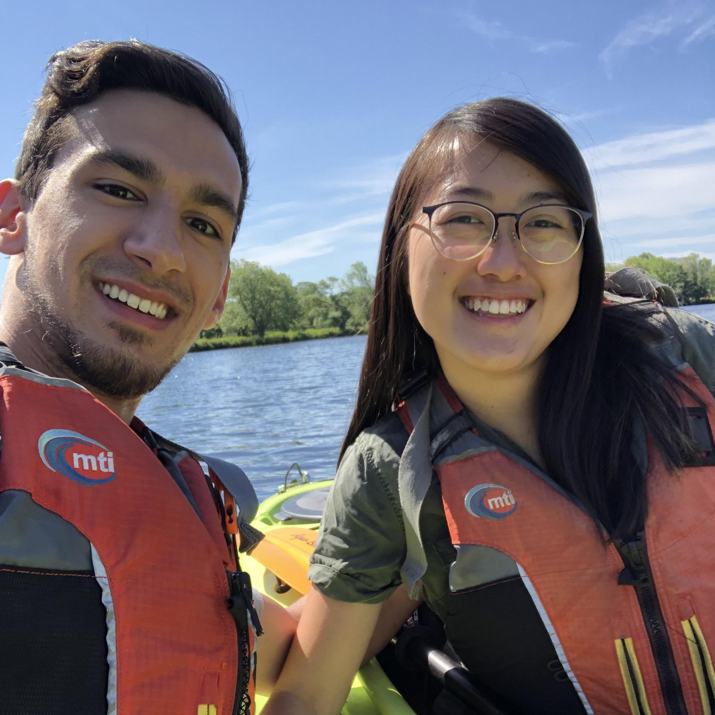 Kayaking along the Mystic River.