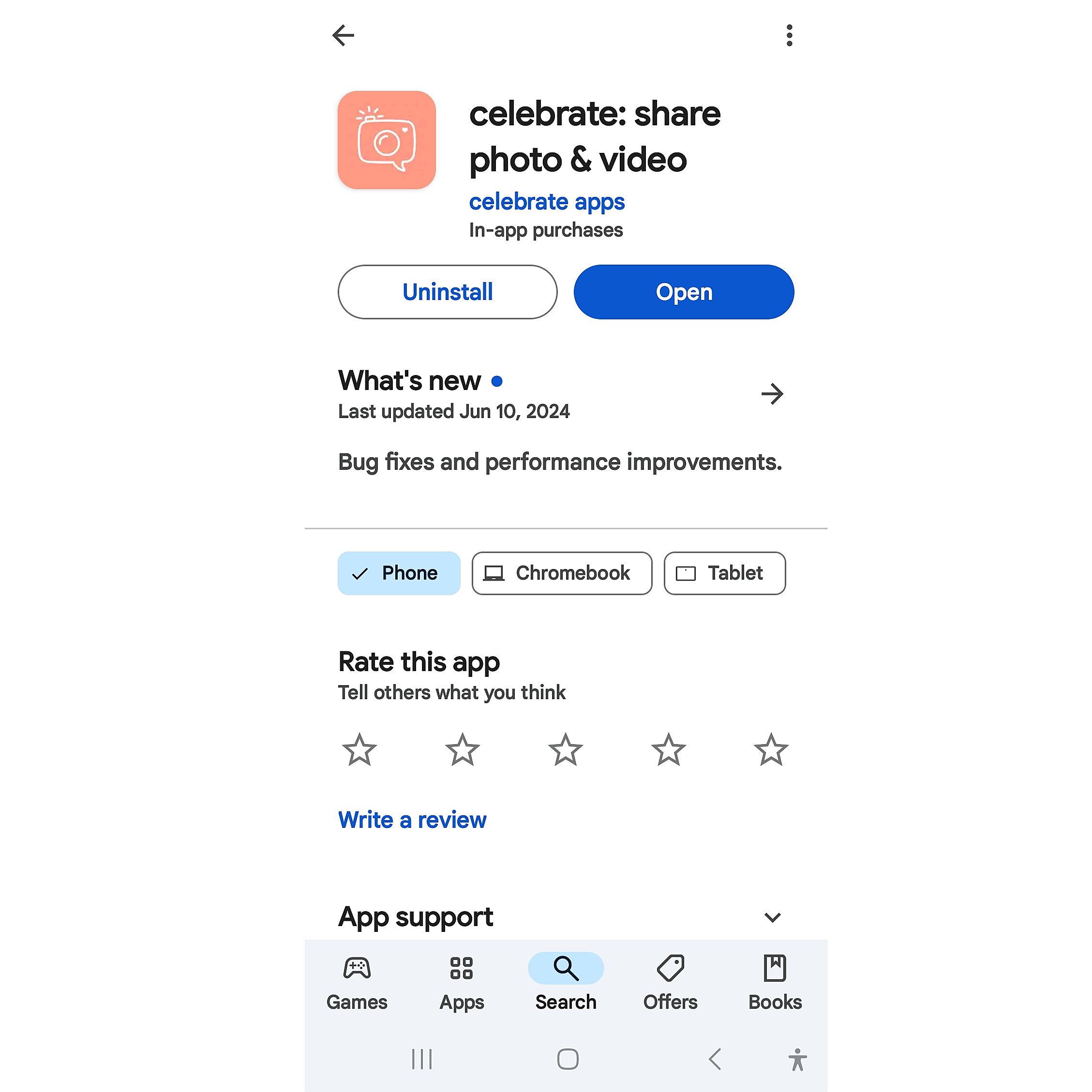 Celebrate App For Android:  https://play.google.com/store/apps/details?id=app.celebrate.celpho