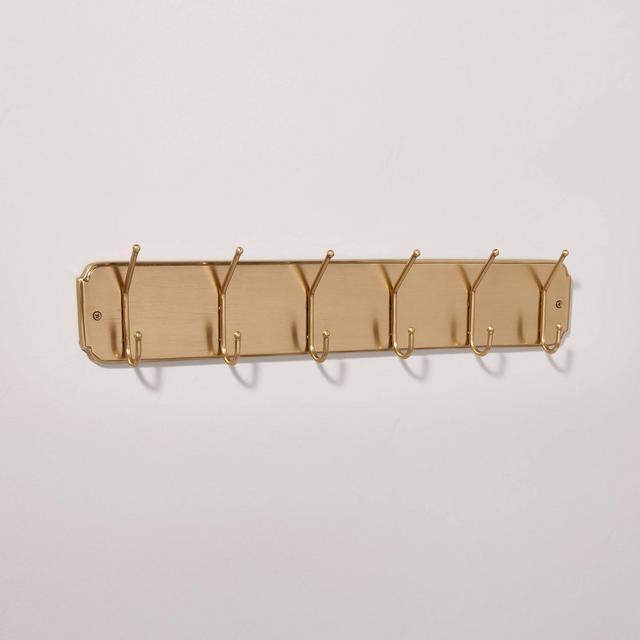 24" Classic Metal Wall Hook Rack Brass Finish - Hearth & Hand™ with Magnolia