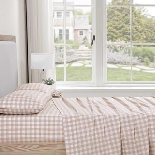 Cottage Check Cotton Percale 4-Piece Sheet Set
